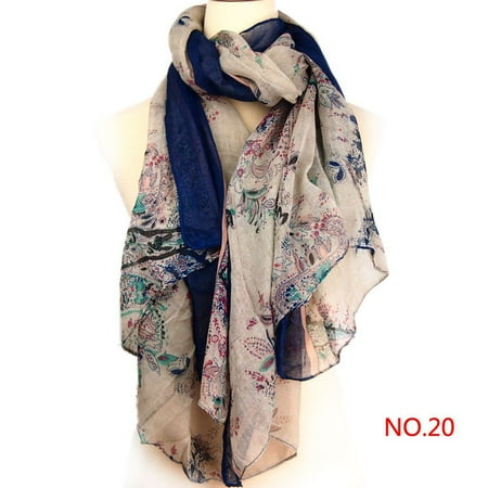 Girls Long Neck Scarf Warm Wrap Scarves Shawl Voile+Linen