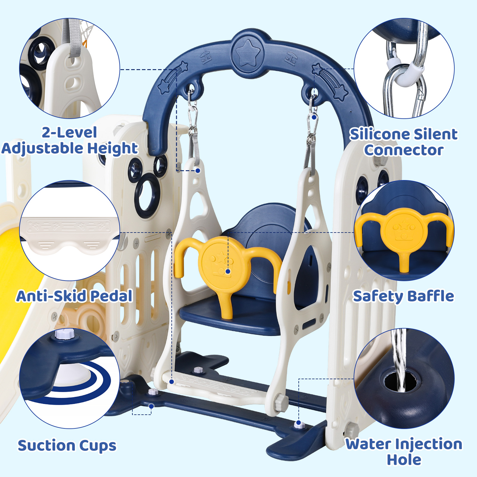 Arlopu Kids Slide and Swing Set Playset photo 4
