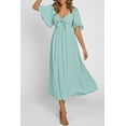 thumbnail image 5 of PRETTYGARDEN Summer Dress for Women Casual Short Sleeve Bow Tie V Neck Ruffle Midi Flowy Dresses, 5 of 7