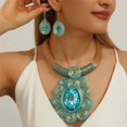 thumbnail image 1 of Conjunto de joyería africana Declaración gran cristal colgante collar pendientes conjunto, 1 of 3