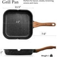 thumbnail image 2 of . Nonstick Grill Pan with Lid for Indoor Cooking Versatile Induction Square Large Grilling Skillet Steak Pan for Stove Tops PTFE ; PFOA, 2 of 7