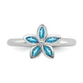 thumbnail image 4 of 925 Sterling Silver Stackable Expressions Blue Topaz Flower Ring Size: 5; for Adults and Teens; for Women and Men, 4 of 5