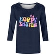 thumbnail image 3 of Easter Print Point Sleeve T Shirt for Women Crew Neck Stylish Casual Top Soft Breathable Navy S, 3 of 3