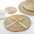 thumbnail image 4 of Pebbuoy Table Placemat Wear-resistant Handwoven Cattail Grass Placemat Heat Resistant Table Mat for Home Decoration, 4 of 6