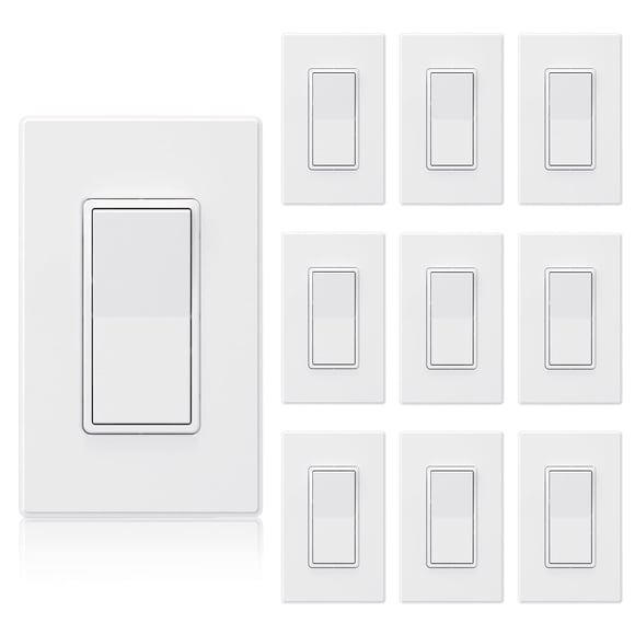 Interruptor de luz ELEGRP de 3 vías, 15 A, 120-277 V, con placa blanca mate