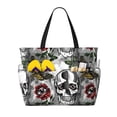 thumbnail image 1 of Disketp Skulls Roses Bolsa de Playa de Gran Capacidad, Bolso Impermeable y a Prueba de Arena para Mujer, Ideal para Playa, Piscina y Natación, 1 of 7