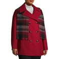 thumbnail image 6 of F.O.G. Women's Plus Size Double Breasted Wool Coat With Scarf, 6 of 6