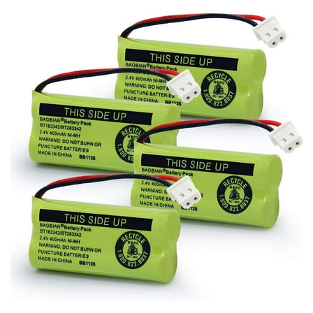 BT183342/BT283342 2.4V 400Mah Ni-Mh Battery Pack, Also Compatible With At&T Vtech Cordless Phone Batteries Bt166342/Bt266342 Bt162342/Bt262342 2Sn-Aaa40H-S-X2(4 PCS)