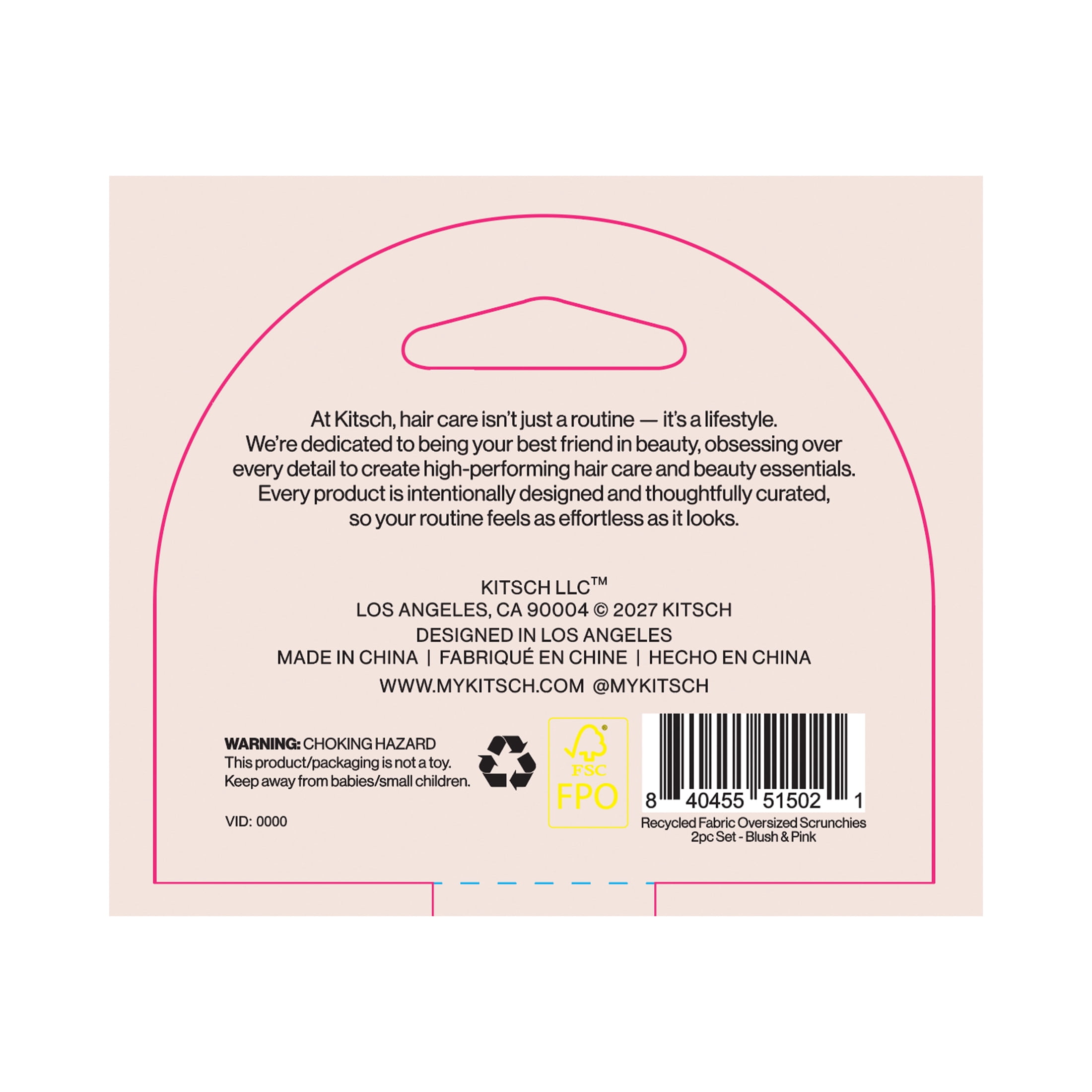 Recycled Fabric Oversized Scrunchies 2pc Set - Blush & Pink