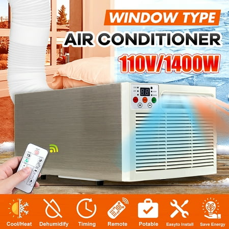 110V 1400W/6000BTU Heat/Cool Window Air Conditioner Warming Heater Dual Use with Remote Control