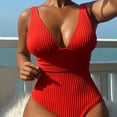 thumbnail image 4 of TNOBHG Quick-drying Swimsuit Women Summer Monokini Deep V-neck Sleeveless Ribbed One-piece Swimsuit Breathable Solid Color Quick-drying Bathing Suit, 4 of 8