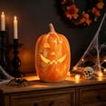 thumbnail image 5 of OJSFQUFP Halloween Decorations - Fall Decor - Handmade Terracotta Jack O Pumpkin with LED Light Cute Decoration Centerpieces for Tables Porch Yard Home Kitchen Front Door Mantel, 5 of 8