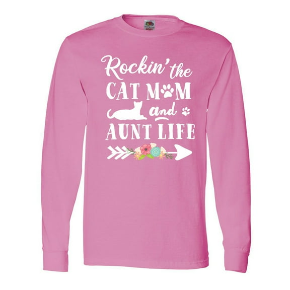Inktastic Rockin' the Cat Mom and Aunt Life Long Sleeve T-Shirt