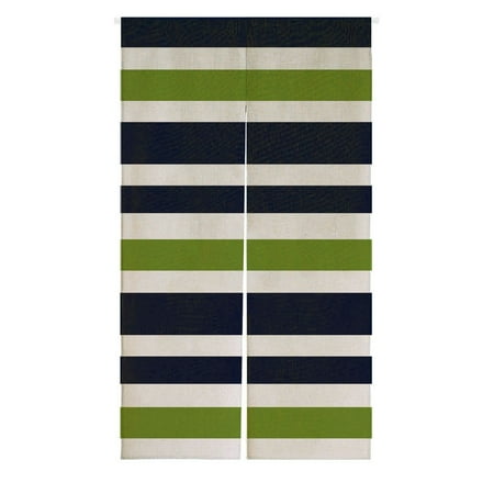 White And Navy Striped Curtains GCKG Navy Blue,Green And White Stripe Doorway Curtain Japanese Noren Curtains Door Curtain Entrance Curtain Size 85x150cm ()