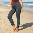 thumbnail image 4 of Annhoo Yoga Pants for Women Solid Color Lace Trim High Waist Stretchy Slim Leggings Soft Workout Casual Bottoms, 4 of 5