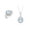 AQUAMARINE, variant on Women's Sterling Silver Princess Diana Ring & Pendant Set. Gemstone & Diamonds, 9X7MM Emerald May Birthstone. 2 PC Perfectly Matched Jewelry. Friendship Ring Size 9