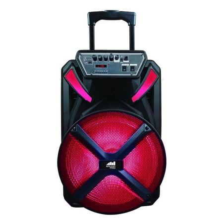 Naxa Electronics NDS-1536 Portable 15? Bluetooth Party Speaker with Disco Light, Up to 2 Hours Play Time, Microphone, FM Tuner, USB Port, MicroSD Card Slot, and 3.5mm Input, Black