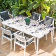 thumbnail image 2 of Purple Flowers Table Cloths for 6 Foot Rectangle Tables, Spring Floral Elegant Pastoral Watercolor Patio Waterproof Elastic Fitted Tablecloths, Washable Rectangular Table Cover for Camping, 2 of 8