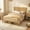 Full Size, variant on Yardi Yarda Bed Frame with Rattan Headboard, Twin Size, Simple Bed Frame for Indoor, Beige
