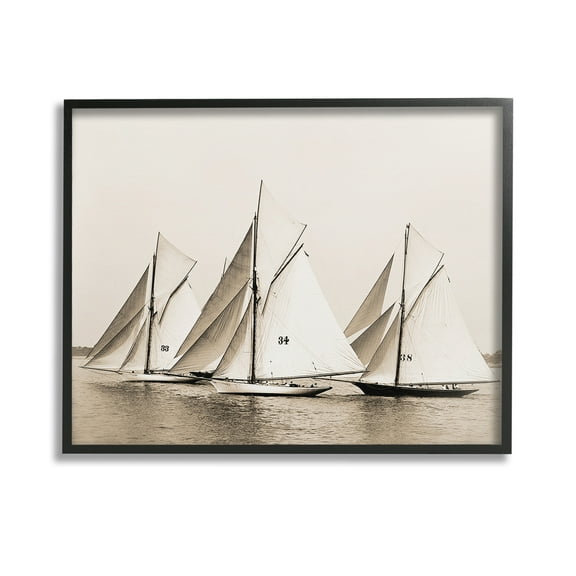 Stupell Industries Vintage Ship Fleet Transportation Photography Black Framed Art Print Wall Art, 14 x 11