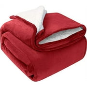Utopia Bedding Sherpa Bed Blanket Queen Size Red 480GSM Plush Blanket Fleece Reversible Blanket for Bed and Couch