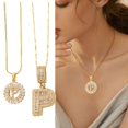 thumbnail image 2 of Full 26 Letter Pendant Necklace Women's Copper Round Flower Letter Set 2pc, 2 of 6