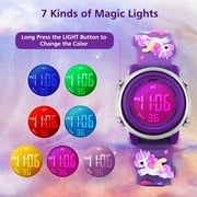 A ALPS Kids Watches 3D Cartoon Wristwatch for Girls Boys Digital Waterproof Wristwatch with 7 Color Lights Birthday Christmas Gift for Kids Ages 3-12