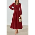 thumbnail image 4 of Vestido largo PRETTYGARDEN 2025 primavera manga larga con cuello en V para mujer, 4 of 8