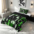 thumbnail image 2 of Manfei Contemporary Abstract Twin Comforter Sets, Geometric Circle Rectangle Bedding Set, Green and Black, Black Reversible 2-Piece, 1 Comforter and 1 Pillowcase, 2 of 6