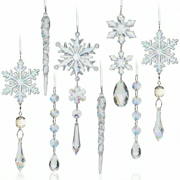 tamizeot 18pieces Enchanting Crystal Ornaments And Icicle Adornments For Christmas Shine Gotas De Cristal Para Arbol De Navidad color