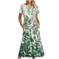 thumbnail image 4 of Vestido de Manga Corta para Mujeres Vestido de Verano de Cuello Redondo Impreso, Poliéster de Tamaño Verdadero Diario Y Vestido de Fiesta, 4 of 5