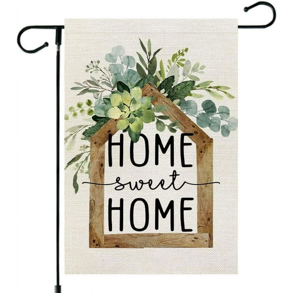 diyeu Eucalyptus Garden Flag 12×18 Inchl Floral Home Sweet Home Decorative Double Sided Holiday Farmhouse Seasonal Outside Decor for Yard AG031