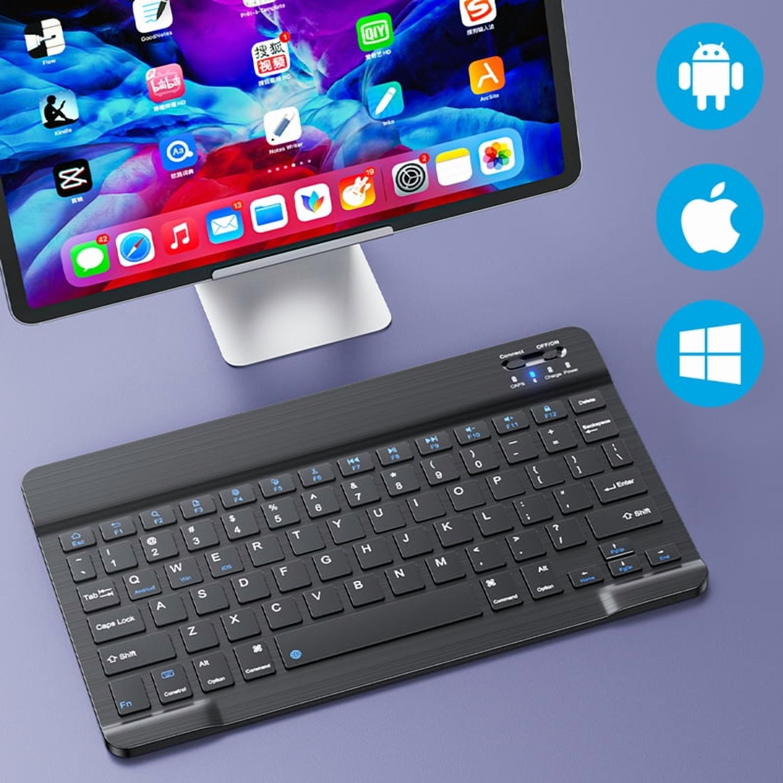 Spanish & English Bluetooth Wireless Keyboard and Mouse Set - Compatible with iPad, Mac, PC, Tablets, Phones & Laptops 10-inch