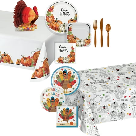 Way to Celebrate Thanksgiving Party Supplies & Decorations Family Kit, 182 Count