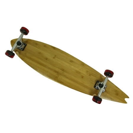39 in. Bamboo Complete Split Tail Longboard w/Red Wheels