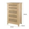 thumbnail image 5 of Dana 46 Inch Tall Dresser Chest, Pine Wood, Woven Rattan, 5 Drawers, Brown- Saltoro Sherpi, 5 of 5