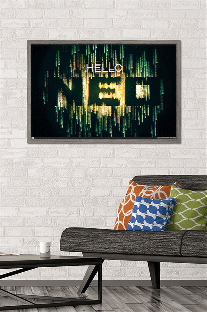 The Matrix: Resurrections - Hello Neo Wall Poster, 22.375" x 34", Framed