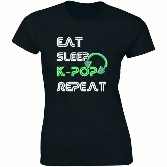 Eat Sleep Kpop Repeat Korean Printed Top Fashion K drama Women's T-Shirt