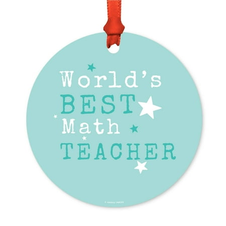 Round Metal Christmas Ornament, World's Best Math Teacher, Includes Round Metal Christmas Ornament, World's Best Math Teacher, Includes Ribbon and Gift Bag - Walmart.com - Round Metal Christmas Ornament, World's Best Math Teacher, Includes