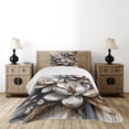 thumbnail image 3 of Ambesonne Brown Quilted Bedspread Set 2 Pcs, Magnolia Petals Grunge Back, Twin Size, Umber and Blue Grey, 3 of 4