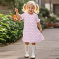 thumbnail image 5 of Summer Dresses for Girls 3-12 Years Toddlers Kids Cute Polka Dot Printed Short Sleeve Crewneck Loose Pullover Hiking Midi Dress, 5 of 8