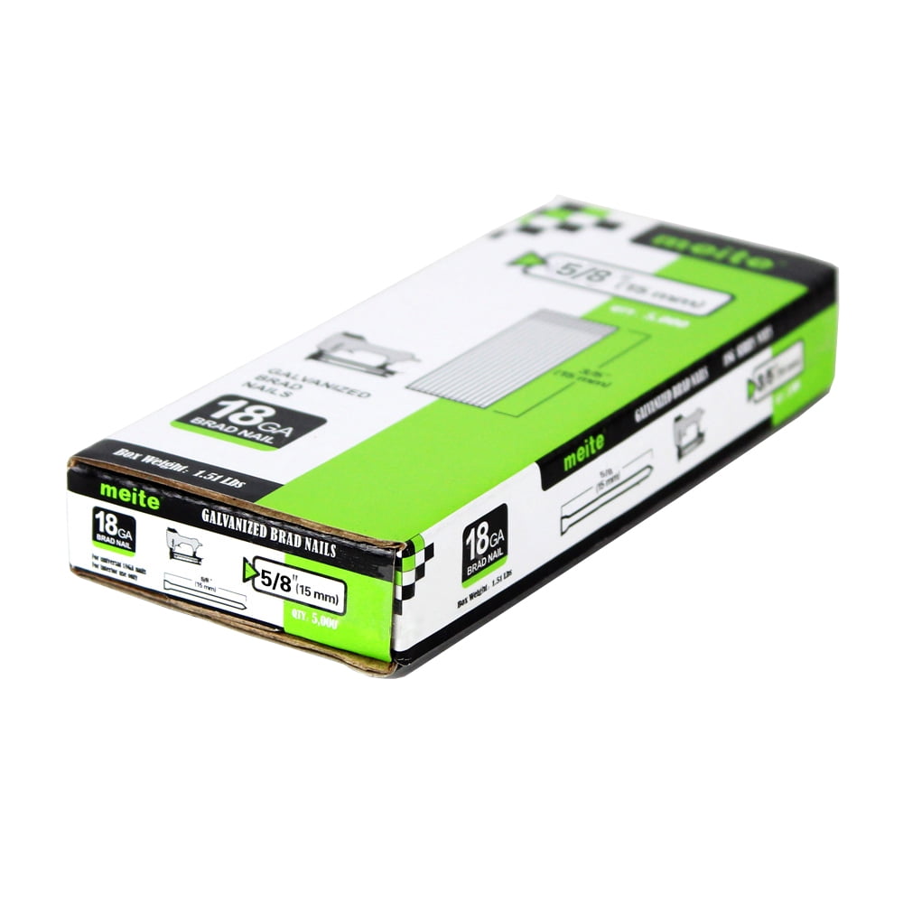 meite 18 Gauge 5/8 Inch Length Galvanized Glue Collated Brad Nails (28