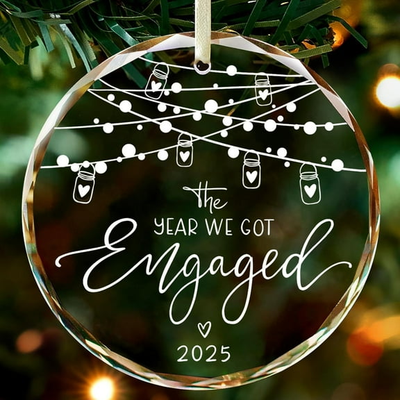 Engagement Glass Ornament 2025 – Bride to Be Engagement Gift, First Christmas Engaged Ornament, Holiday Keepsake for Couples and Friends