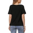 thumbnail image 3 of INSPIRE CHIC Women's Cowl Neck Short Sleeve Casual Stretchy Top M Black, 3 of 6