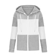 thumbnail image 6 of Edvintorg Lightweight Jacket Women Color Block Long Sleeve Zip up Sweater Coat Fall Winter Drawstring Hooded Outerwear Women's Clothes S-2XL Gray, 6 of 6