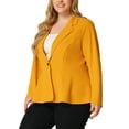 thumbnail image 4 of Agnes Orinda Women's Plus Size Blazer Button Notch Panel Ruffle Peplum Blazers 1X Yellow, 4 of 6
