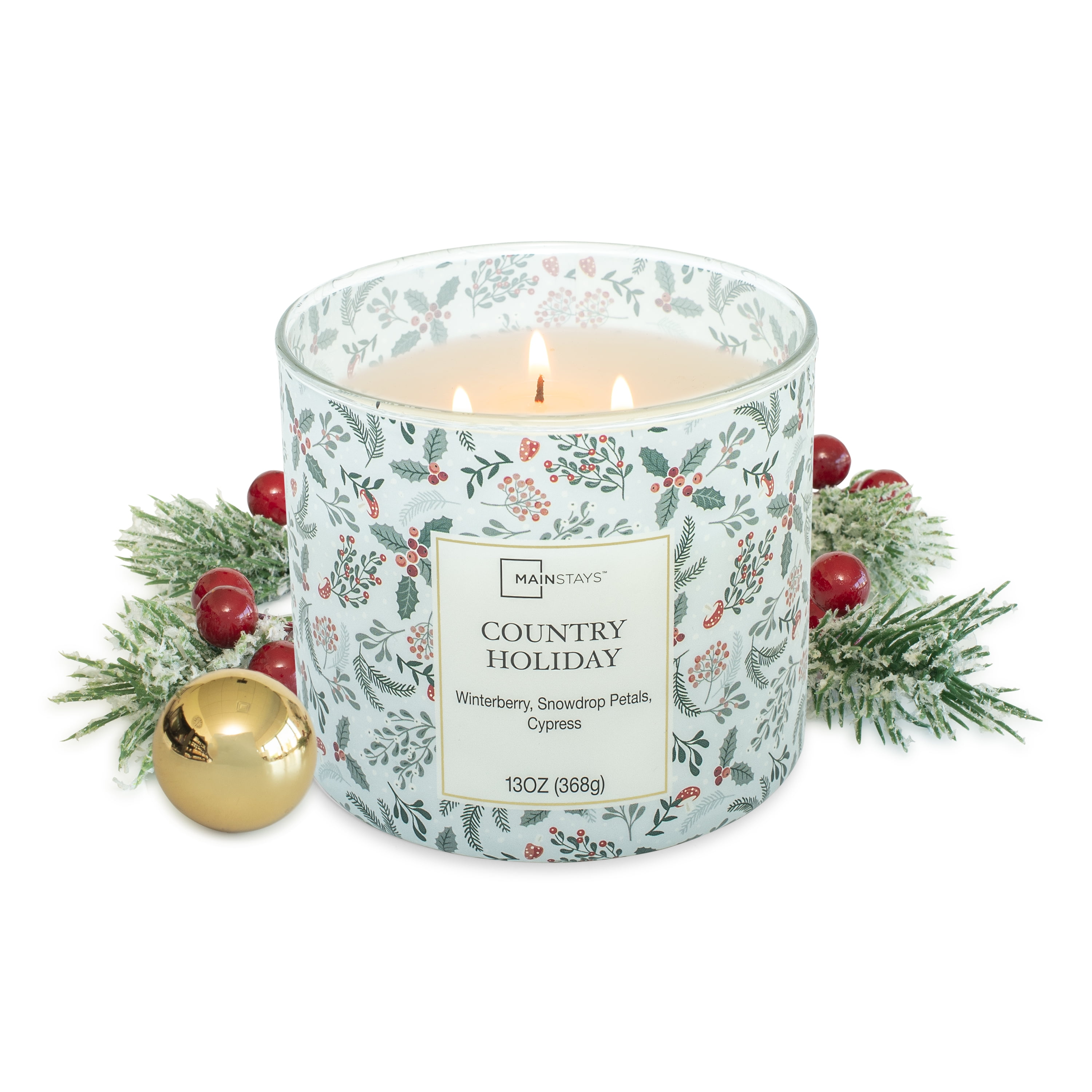(2 pack) Mainstays Scented 3 Wick Jar Candle, Country Holiday, 13 oz.