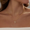 thumbnail image 3 of CROPD Layered Necklaces for Women Gold Plated 14K Dainty Cross Chain Trendy Pearl Choker Satellite Charm Small Crucifix Pendant Gold Necklace Stack Non Tarnish Hypoallergenic Delicate Gift for Women, 3 of 7