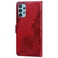 thumbnail image 6 of Nalacover Wallet For Samsung Galaxy A32 5G Case,Stylish Full Protection Embossed Lotus Pattern PU Leather Flip Kickstand Card Slots Shockproof Magnetic Cover with Wrist Strap.Red, 6 of 6