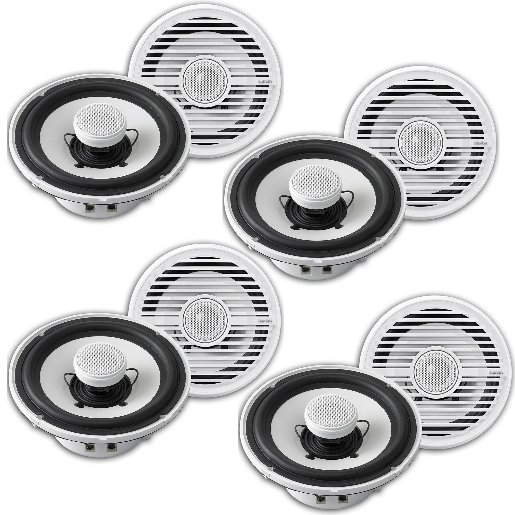 Clarion CMG1722R 7.7 Marine Speaker in White Case Pack 8 speakers (4